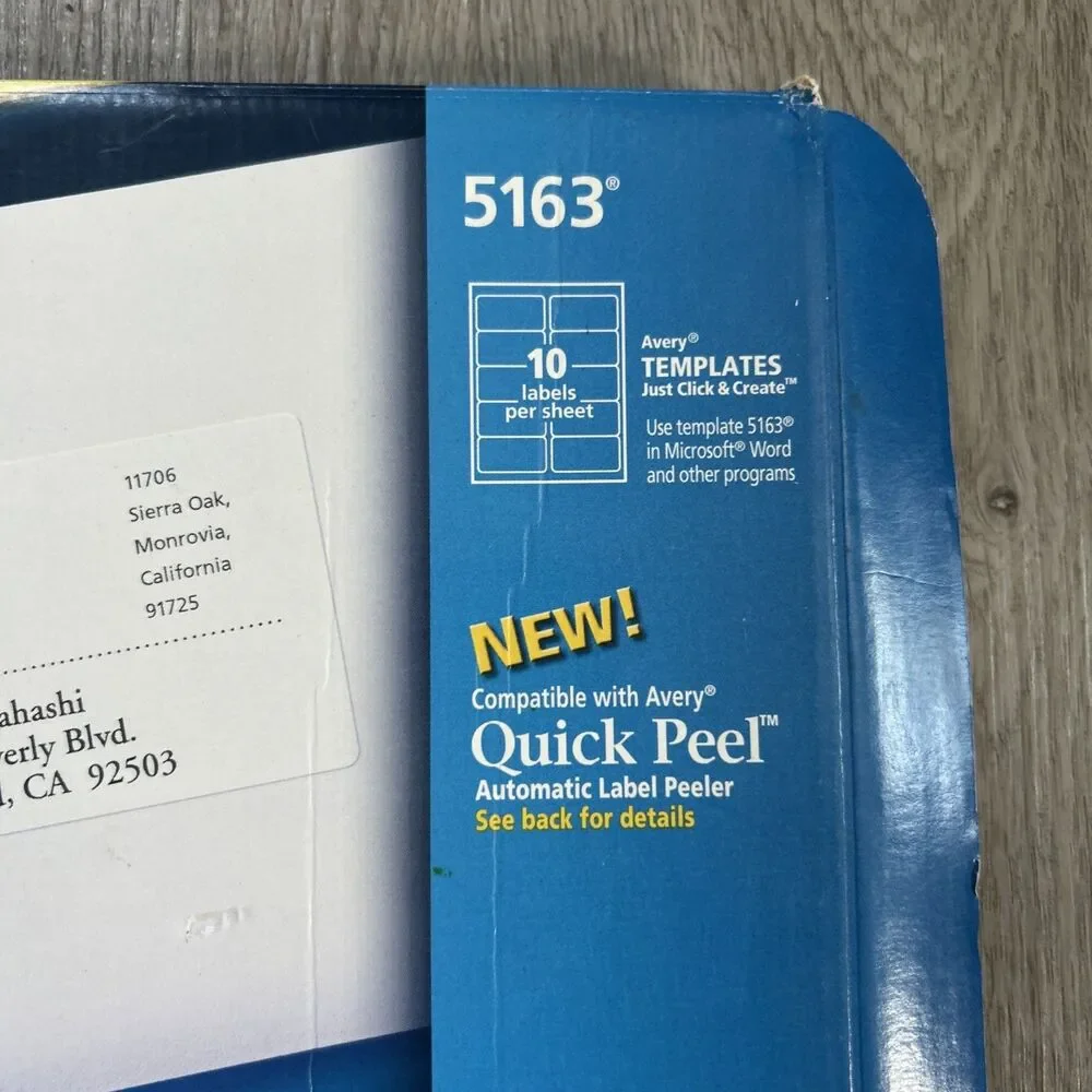 Avery 5163 TrueBlock Shipping Labels 2 x 4 100 Sheets 1000 Labels White New